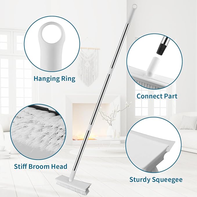 Floor Scrub Brush with 51-Inch Long Handle, 2 in 1 Floor Scrubber | 360° - Image 5