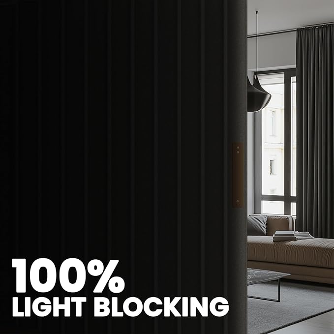 100% Blackout Room Divider Curtains - with Flexible Ceiling Curtain Track, Noise Reduce Barrier for Portable Curtain for Sliding Glass Door/Space Room Divider (Grey, W180 x L108, 1 Pack)