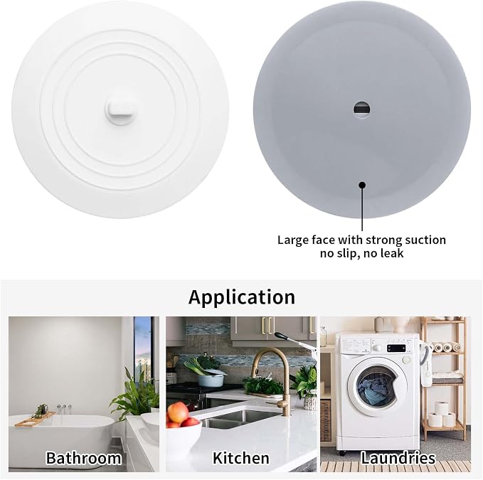 Vaincre 2PCS 5" Universal Silicone Bathtub Drain Stopper - Image 2
