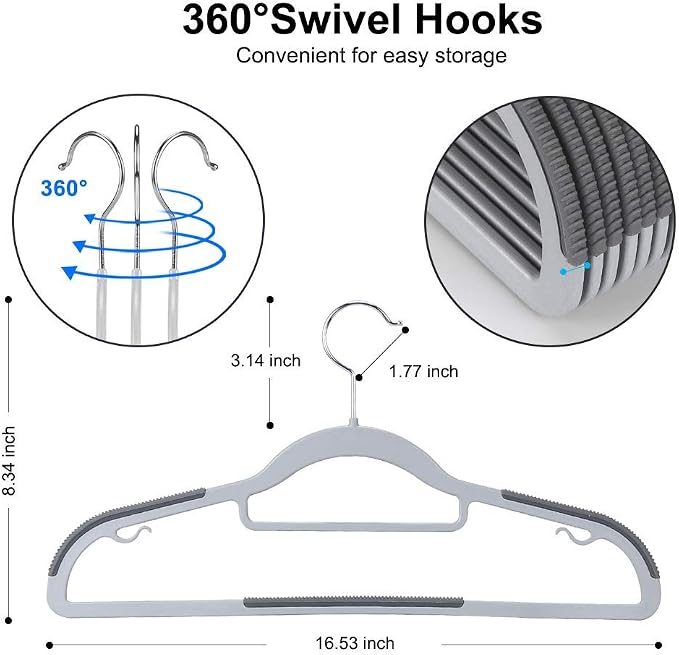 50 Pack Plastic Clothes Hangers, Space-Saving, Heavy Duty | ABS plastic - Image 2