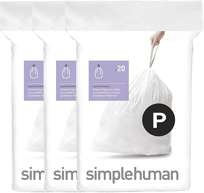 simplehuman Code P 60 Count Custom Fit Liners, Drawstring Kitchen Trash Bags by Unknown