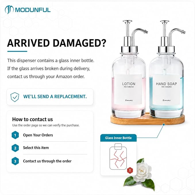 Glass Soap Dispenser Set 2, Silicone Funnel, Refillable Kitchen Soap Dispenser - Image 8