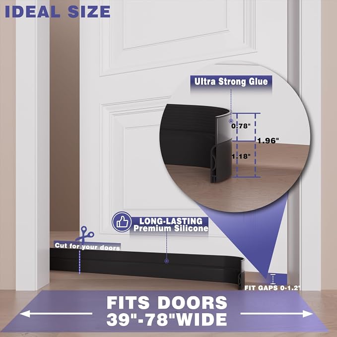 Door Draft Stopper, Adjustable Door Sweep - Image 7