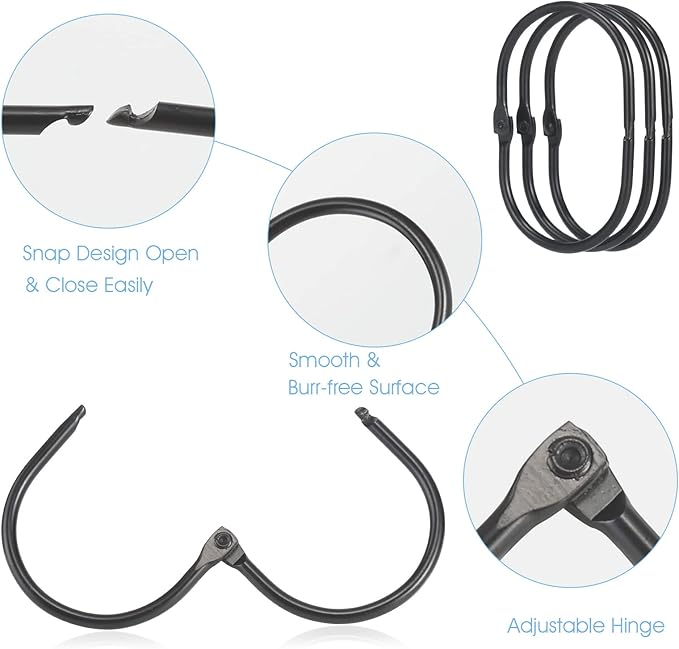 24 Pcs Shower Curtain Rings, Goowin Shower Curtain Hooks, Oval Snap Shower Rings - Image 4