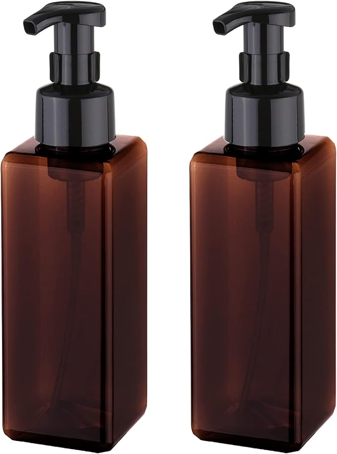 Foaming Soap Dispenser, 34oz Plastic Refillable Pump Bottle, 2 Pack, Amber | by UUJOLY