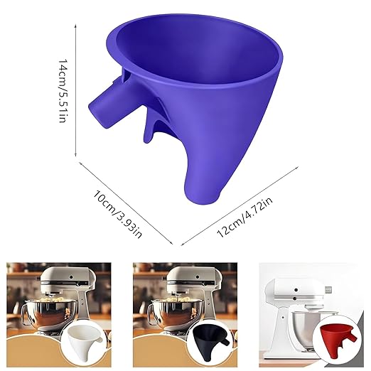 White Stand Mixer Attachment,Flour Funnel for Kitchen Aid Mixer,No Mess Anti Spill Design for 4.5-5 Qt Tilt Head Dishwasher Safefor Normal Temperature Wash, Baking Tool