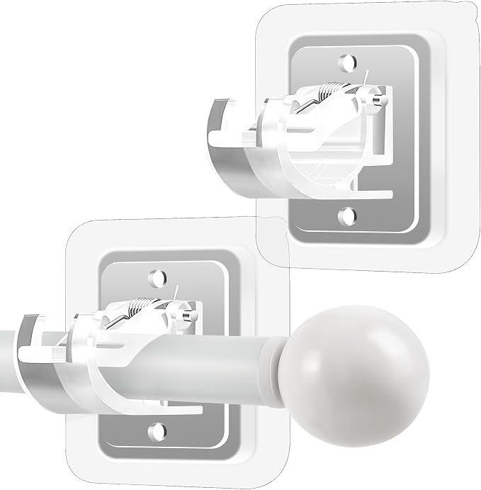Self Adhesive No Drill Adjustable Curtain Rod Holder Hooks Brackets | Nail Free by Codoule