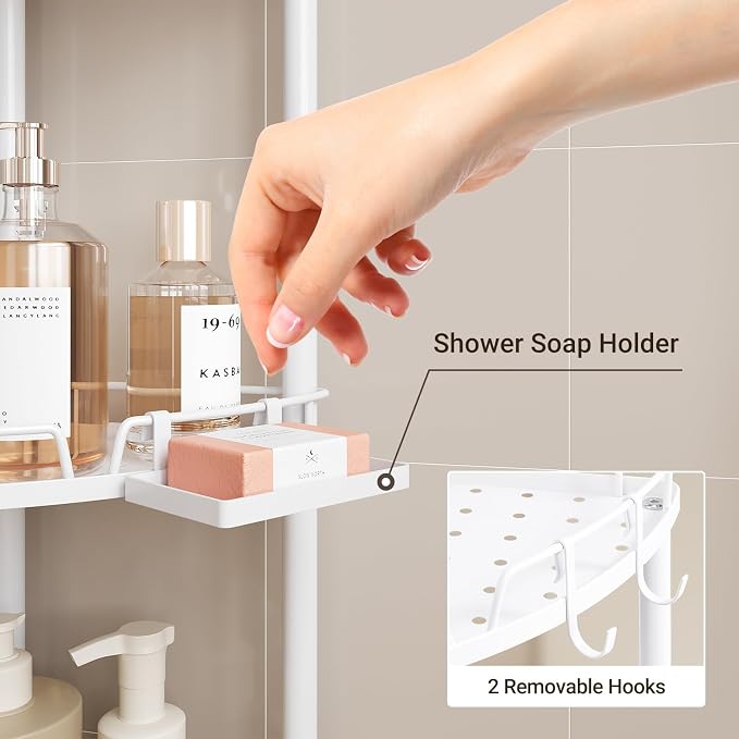 ELYKEN Corner Shower Caddy Standing, 4 Tier Metal Shower Organizer - Image 3