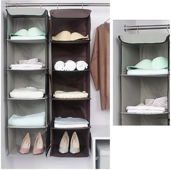 5 Shelves Hanging Closet Organizer, 2 Pack Hanging Storage - Image 7
