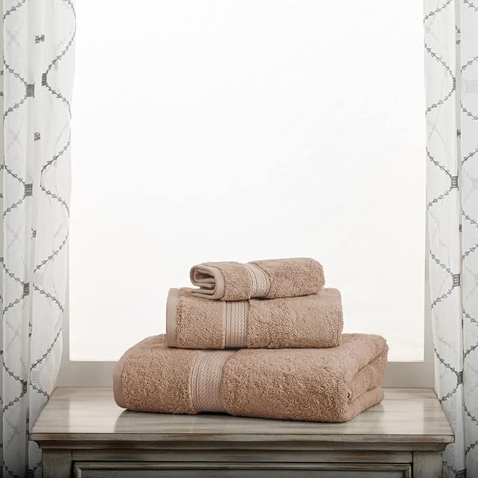 SUPERIOR Egyptian Cotton Ultra Plush & Absorbent, 3 Piece Set, Latte | Quick Dry - Image 9