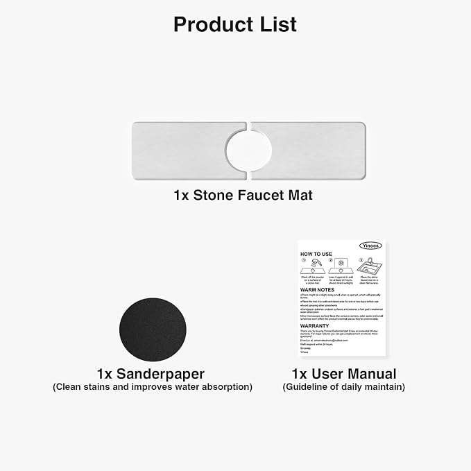 Premium Stone Faucet Mat for Kitchen Sink, 15.8" x 4" White | Quick Drying & - Image 7