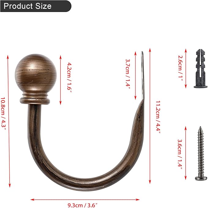 Sumnacon Curtain Holdbacks 2 Pcs Wall Mounted Curtain Tiebacks - Image 3