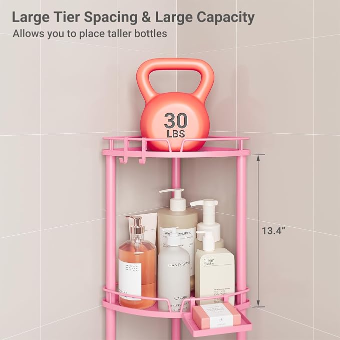 ELYKEN Corner Shower Caddy Standing, 4 Tier Metal Shower Organizer - Image 3