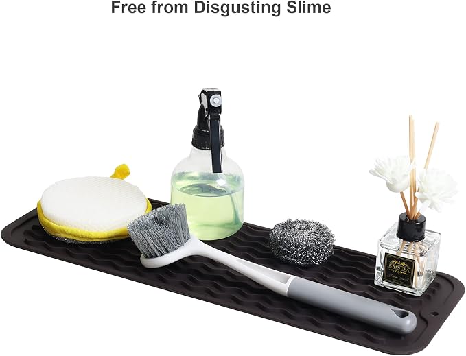 ZLR Small Dish Drying Mat for Kitchen Counter, Coffee | Narrow Silicone Drainer - Image 8