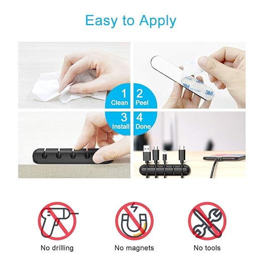 Cord Organizer for Desk, Cable Organizer Cable Clips Holder Black - Image 6