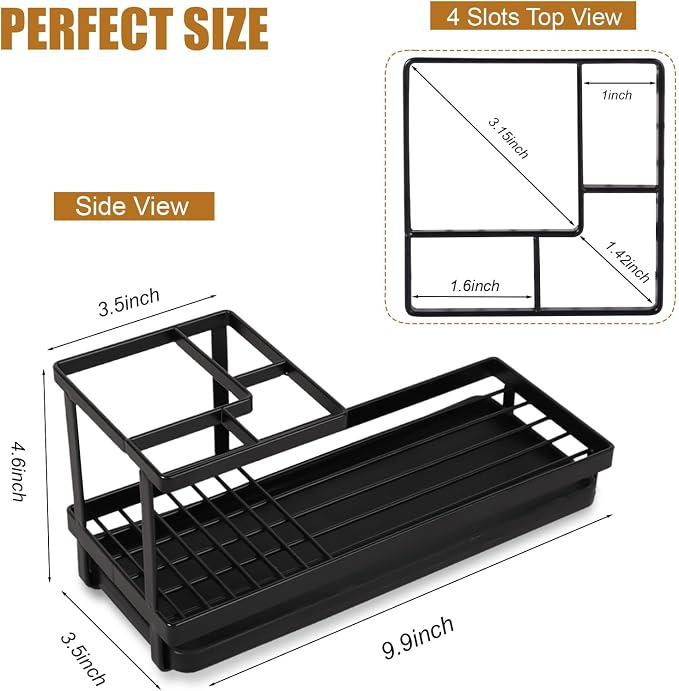 Toothbrush Holders Toothpaste Organizer Bathroom Accessories, Matte Black - Image 7