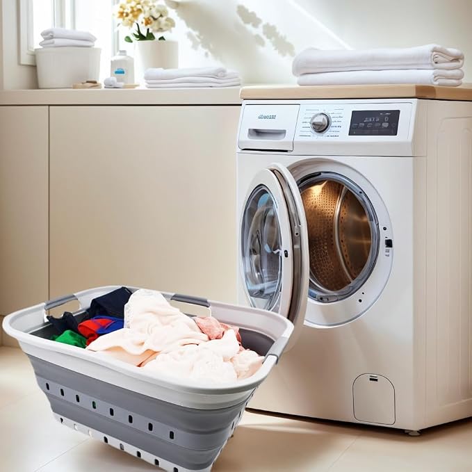 SAMMART 42 Collapsible Plastic Laundry Basket, Foldable Pop Up Storage - Image 5
