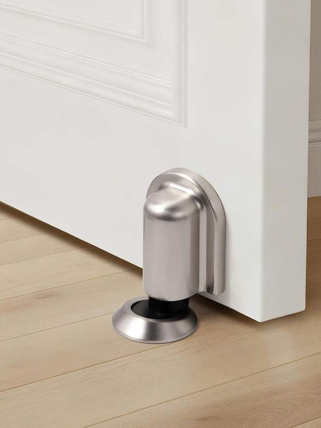 4 Pack Nickel Door Stopper Magnetic Door Cathc Brushed Nickel Floor Mounted - Image 2