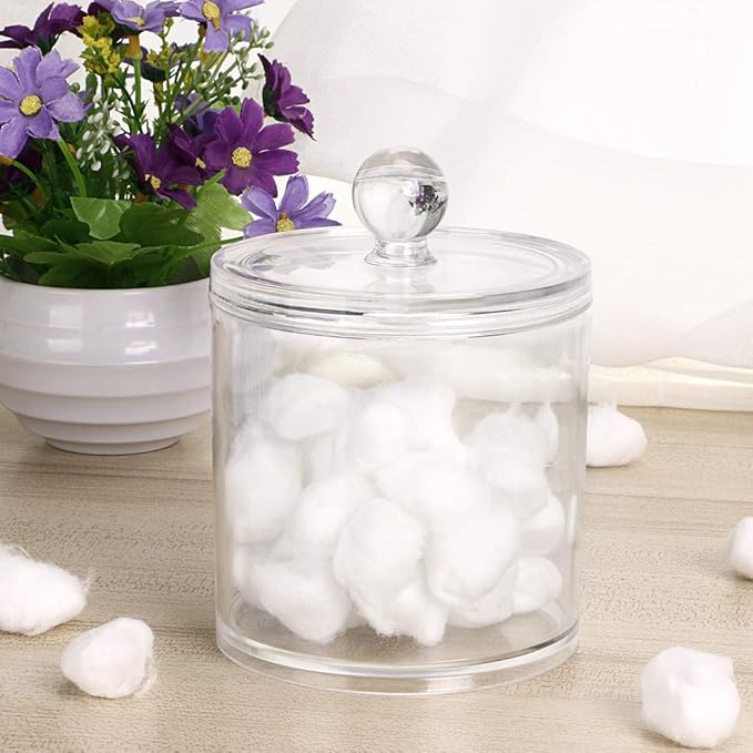 Hipiwe Cotton Ball and Swab Holder Organizer Clear Acrylic Apothecary Jar - Image 7