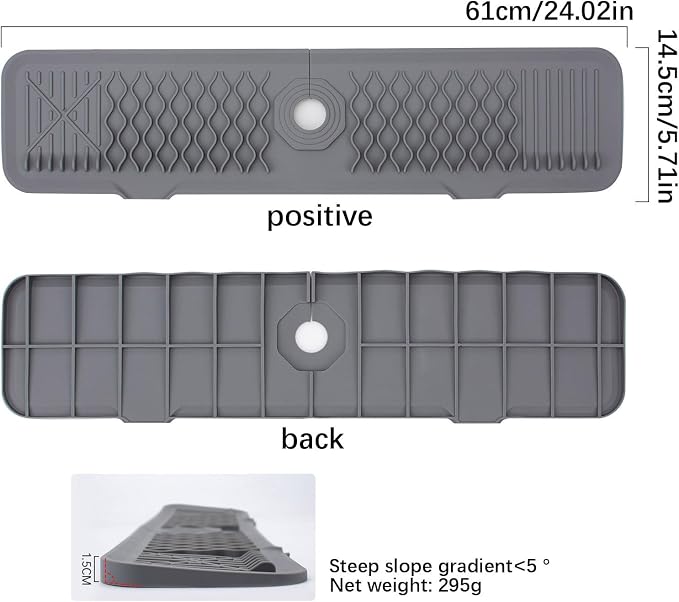 Faucet Mat for Kitchen Sink Silicone Sink Splash Guard 5° Slope Faucet Draining - Image 6