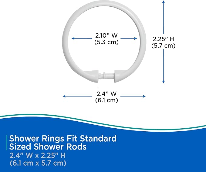 Kenney KN61217 Rust-Proof Smooth Plastic Shower Curtain Rings, Standard Shower - Image 7