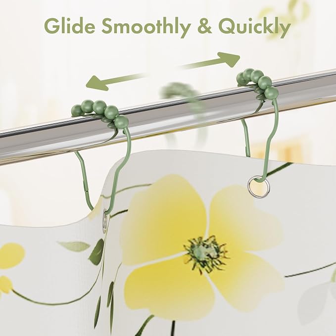 Shower Curtain Hooks, Decorative Shower Curtain Hooks, Sage Green Rustproof - Image 7