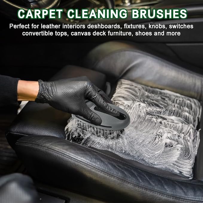 Carpet and Upholstery Cleaning Brush, Stiff Bristle Carpet Detailing Scrubber - Image 3