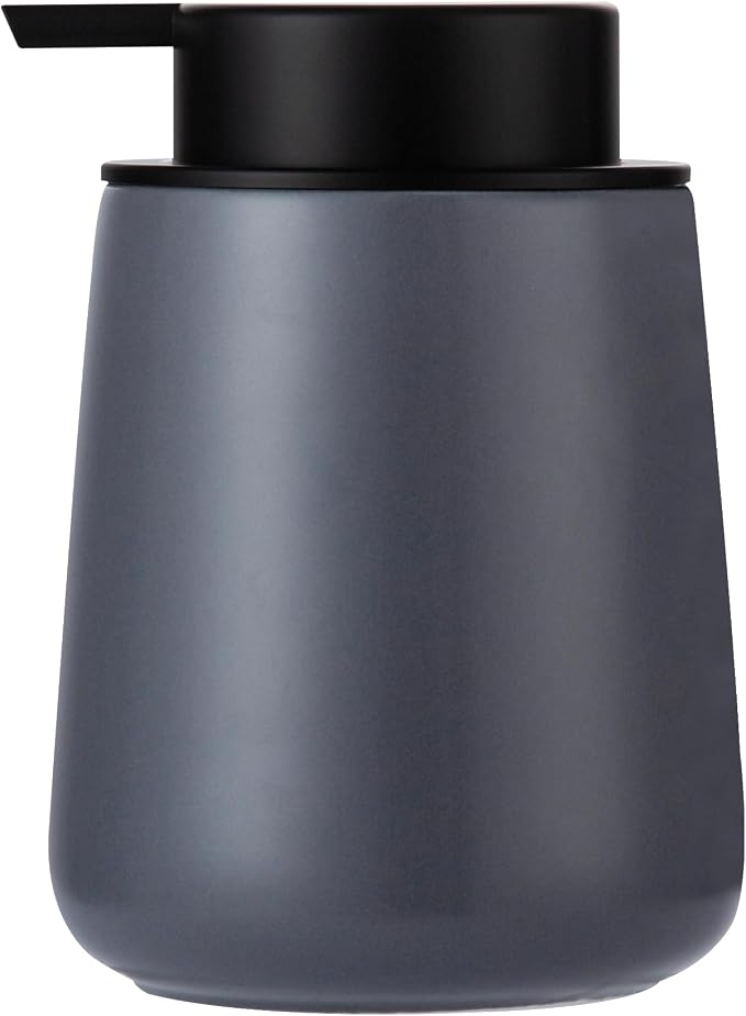 Enra Grey Soap Dispenser, Modern Ceramic Hand Soap Dispenser Bathroom | 12oz by Enra
