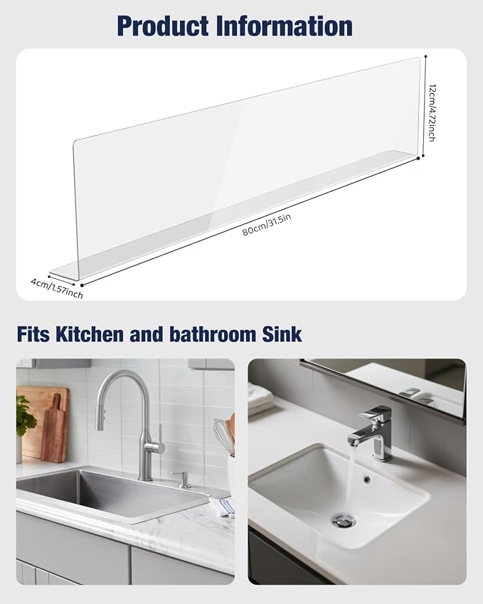 Acrylic Sink Splash Guard, Highly Transparent Fixed Splash Guard - Image 7