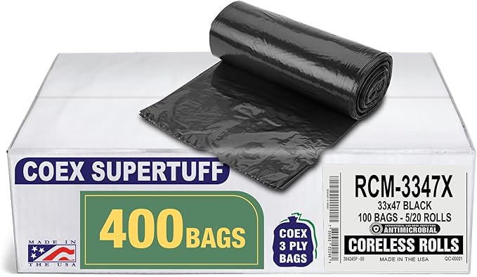 Aluf Plastics - 3 Ply Trash Bags, 40-45 Gallon, 1.5 Mil by AlufPlastics