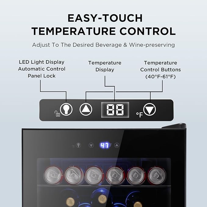4.4 Cu.ft Beverage Refrigerator Cooler, 145 Can Mini Fridge Glass Door with Adjustable Shelves, Digital Temperature Display, Freestanding Small Drink Fridge for Home, Office or Bar(Black)