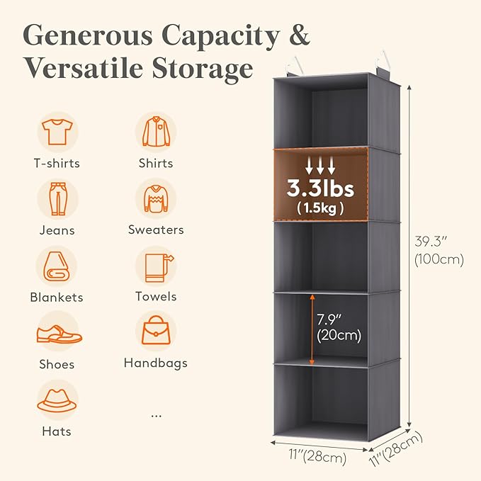 Lifewit Hanging Closet Organizer and Storage - Image 3