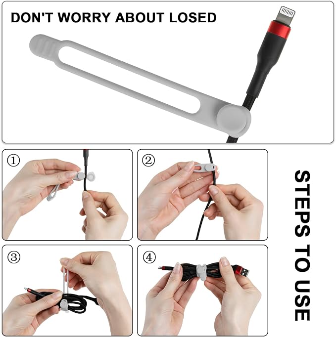 Silicone Cable Ties, Cord Organizer Cable Management | Reusable Cord Ties - Image 3