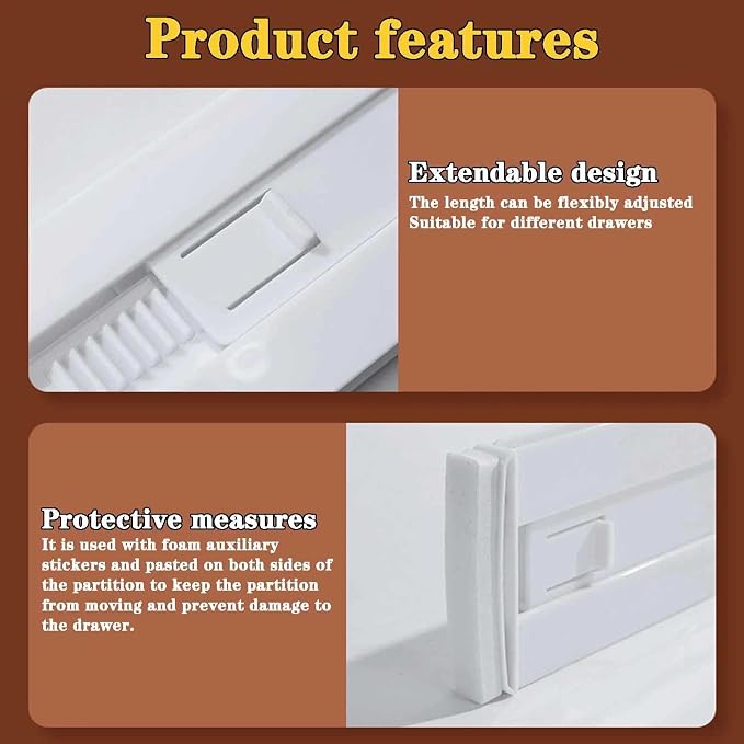 12Pcs Drawer Dividers for Clothes, 3.15" High 11.34"-19.69" clear | Adjustable - Image 3