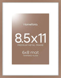 Homeforia Mocha Picture Frame 8.5 x 11, High End Metal 8.5x11 Poster Frames with Mat 6x8 Photo, 8.5 x 11 Frame Matted to 6 by 8 Art, 8.5by11 Wall or Tabletop Frames, Tempered Glass, Wall Kit, Set of 1