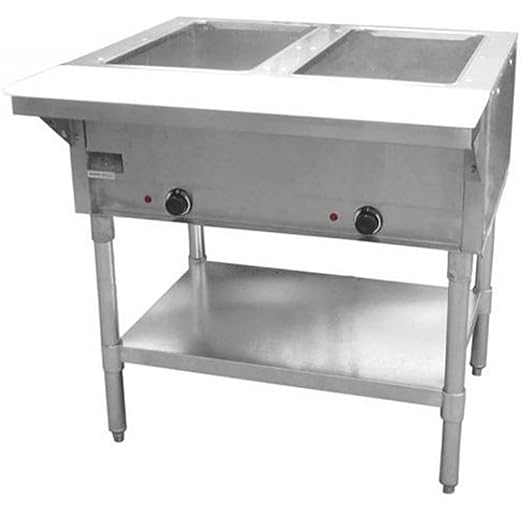 FSE ST-120/2 33' Open Well Steam Table Electric with Two Wells, Cutting Board, Stationary
