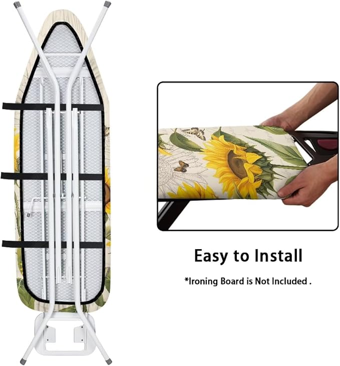 Sunflower Ironing Board Cover and Pad, Dragonfly Iron Board Cover Non-Slip - Image 5