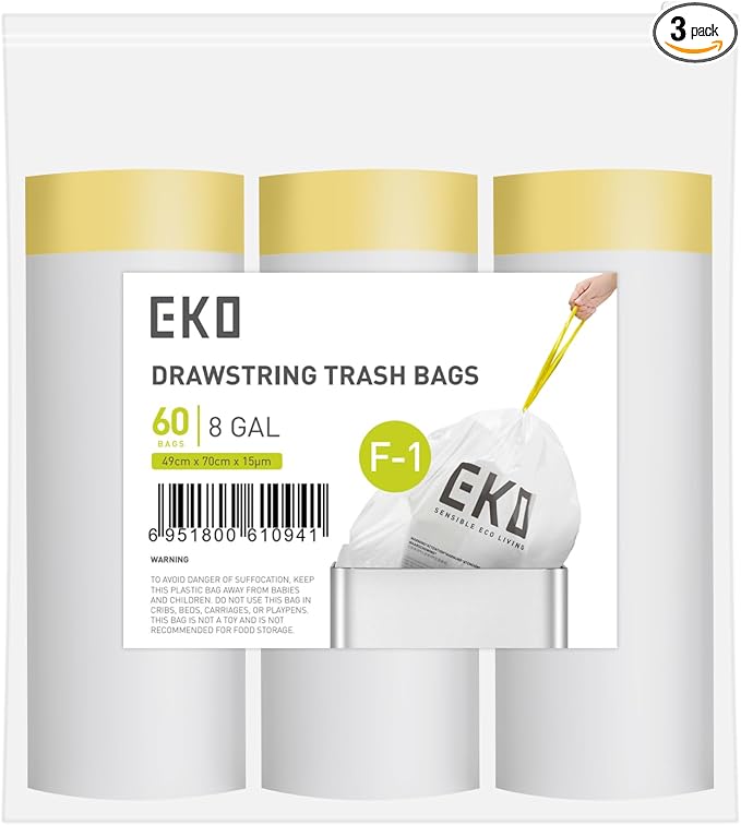 EKO 8 Gallon / 30.3 Liter, Extra-Strong Unscented Garbage Bags, Easy-Dispense by Unknown