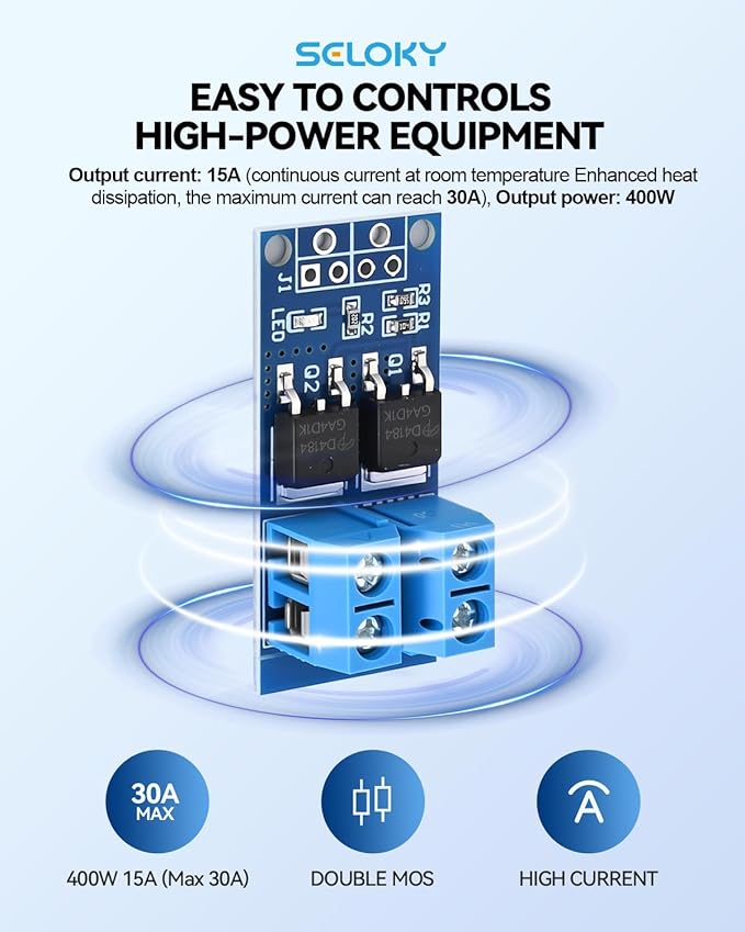 Dual High-Power MOSFET Trigger Switch Drive Module 0-20KHz PWM Adjustment Electronic Switch Control Board Motor Speed Controller Lamp Brightness Control, DC 5V-36V 400W, 15A (Max 30A) (30PCS)
