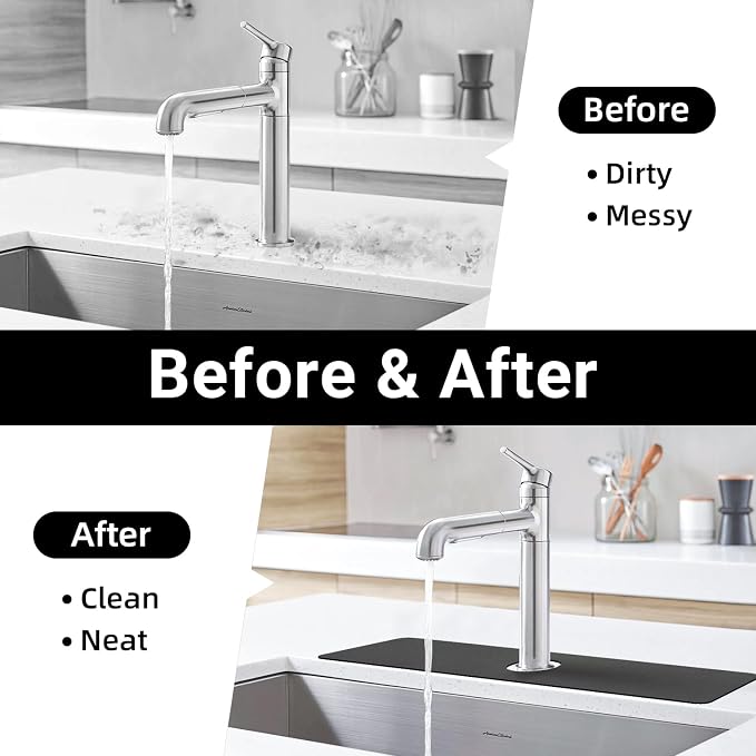 LOPNUR Cuttable Faucet Mat for Kitchen Sink, Long 24x5.5 Inch, Dark Grey | - Image 9