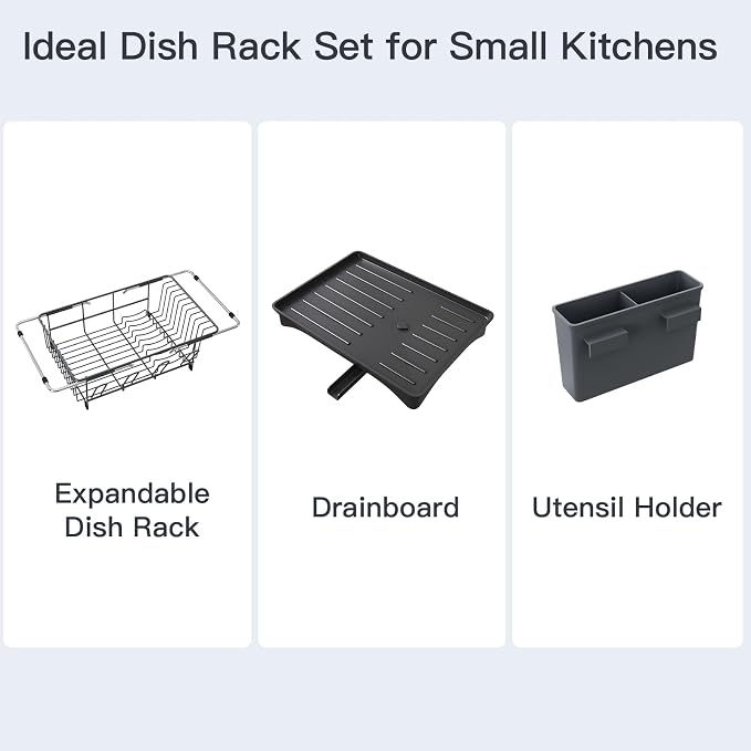 Grey Dish Drying Rack Over Sink - Image 9