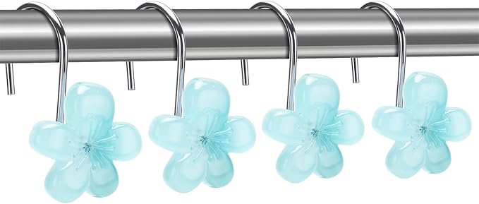 Flower Themed Shower Curtain Hooks, Glow in The Dark Bathroom Decor - Image 4
