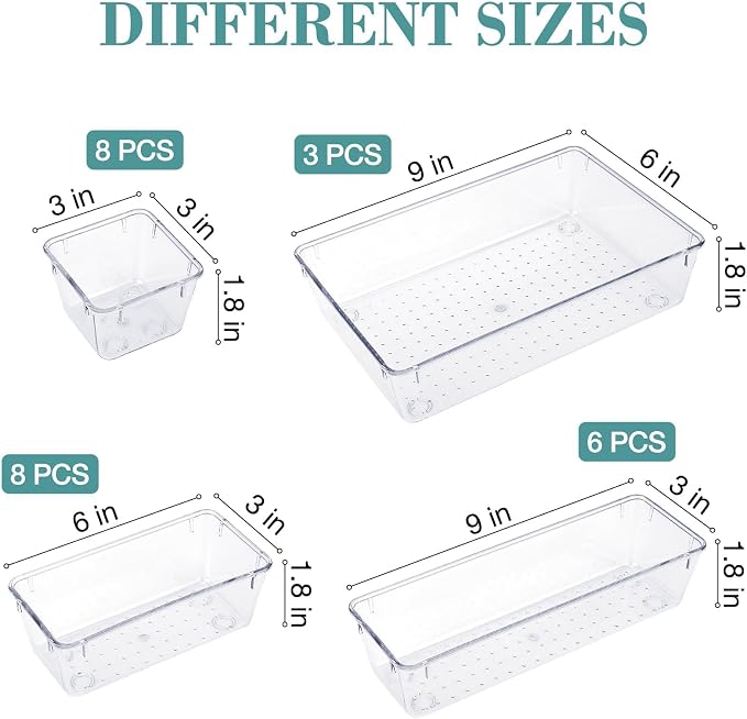 25 PCS Drawer Organizer Set, 5 Size Bathroom and kitchen organizer Trays | - Image 2