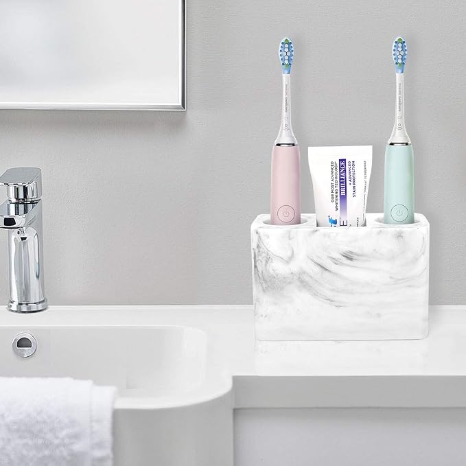 Luxspire Toothbrush Holder, 3 Slots, Ink White | Electric Toothbrush Holder - Image 4
