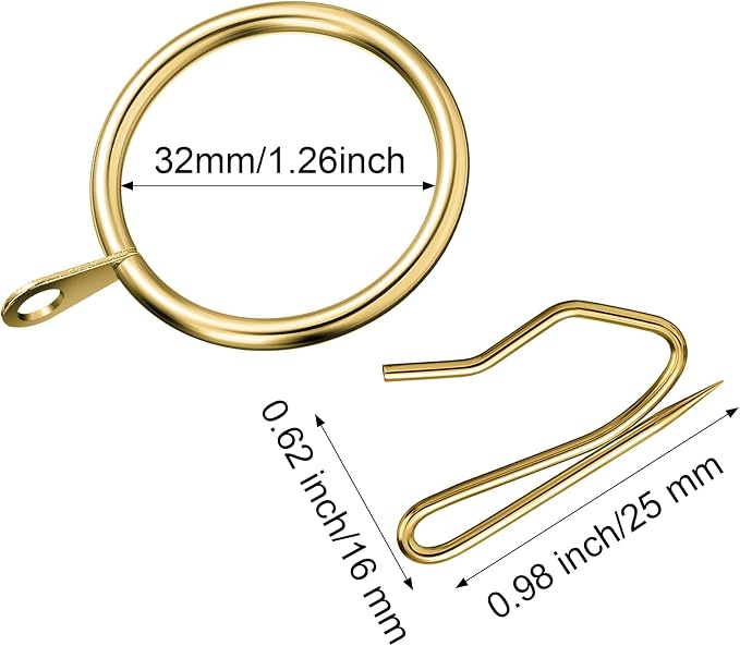 Qunclay 100 Set 1.26 Inch Metal Curtain Rings - Image 2