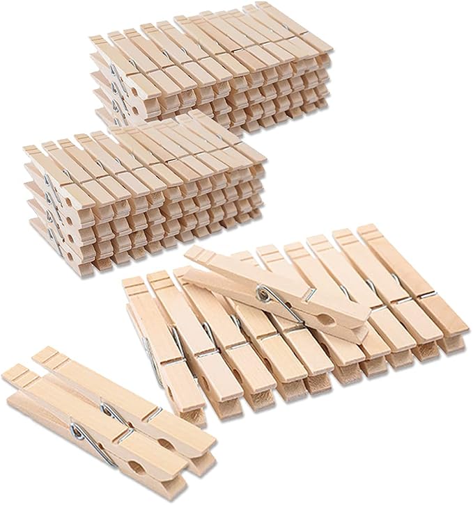 Clothes Pins Wood for Hanging Clothes, 3.5 Inch【100pcs】 Heavy Duty Wooden by suptilics