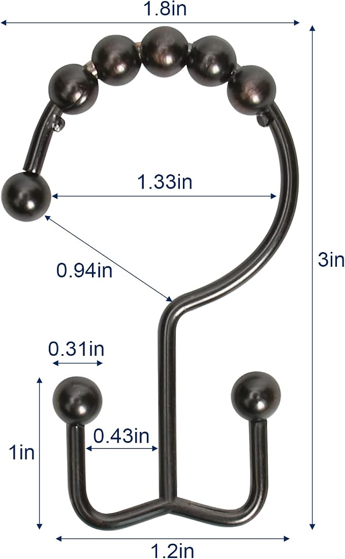 Gidse Shower Curtain Hooks, Sturdy Stainless Steel Double Sided Shower Hooks - Image 7
