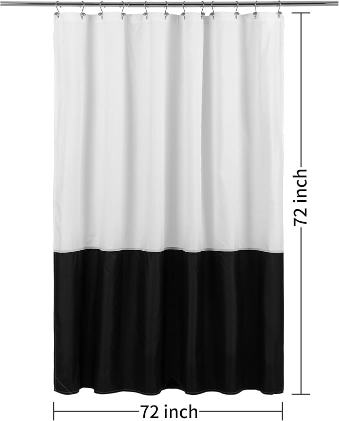 ALYVIA SPRING Waterproof Fabric Shower Curtain or Liner Black/White - Image 7