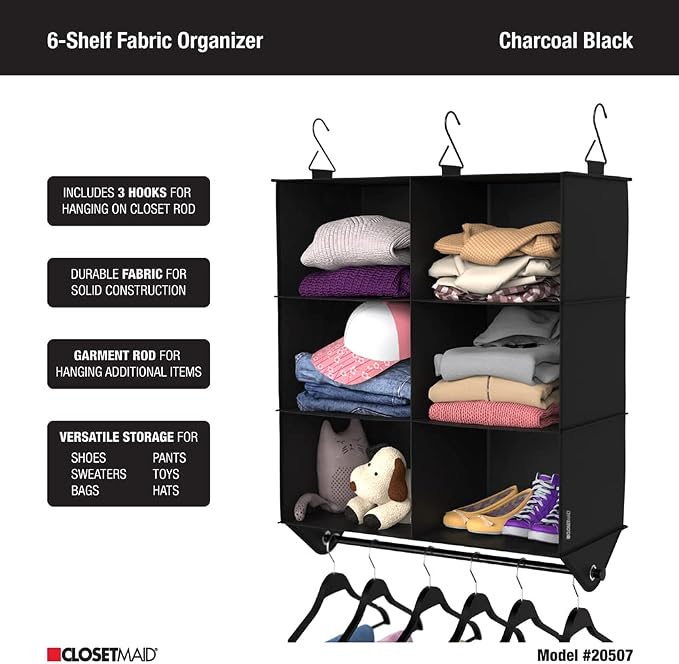 ClosetMaid 6-Shelf Fabric Hanging Closet Organizer - Image 4