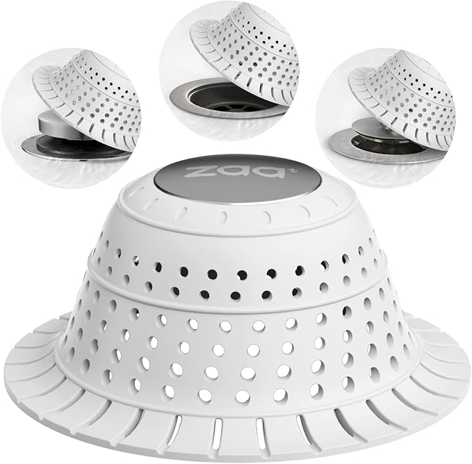 Bathtub Drain Strainer Silicone Bathroom Stopper Fixture Accessories | White by zaa